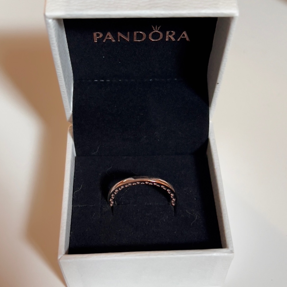 PANDORA Retired Hearts of Pandora Rose Gold Ring- size 7.5